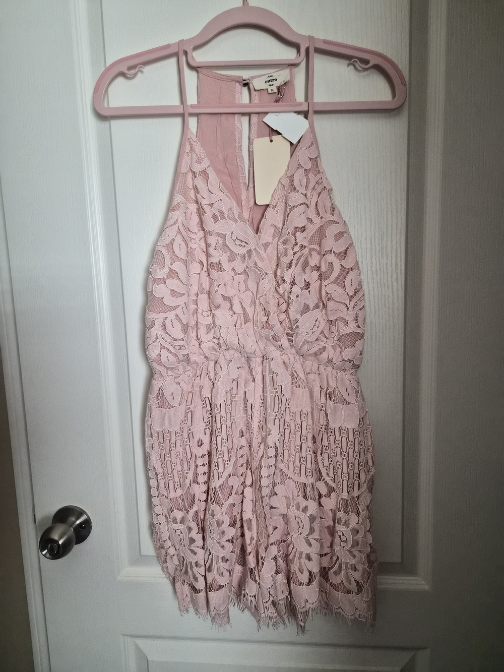 Entro Light Blush Pink Lace Sleeveless Romper